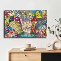 Tablou decorativ, 4570POP-012, Canvas, Lemn, Multicolor