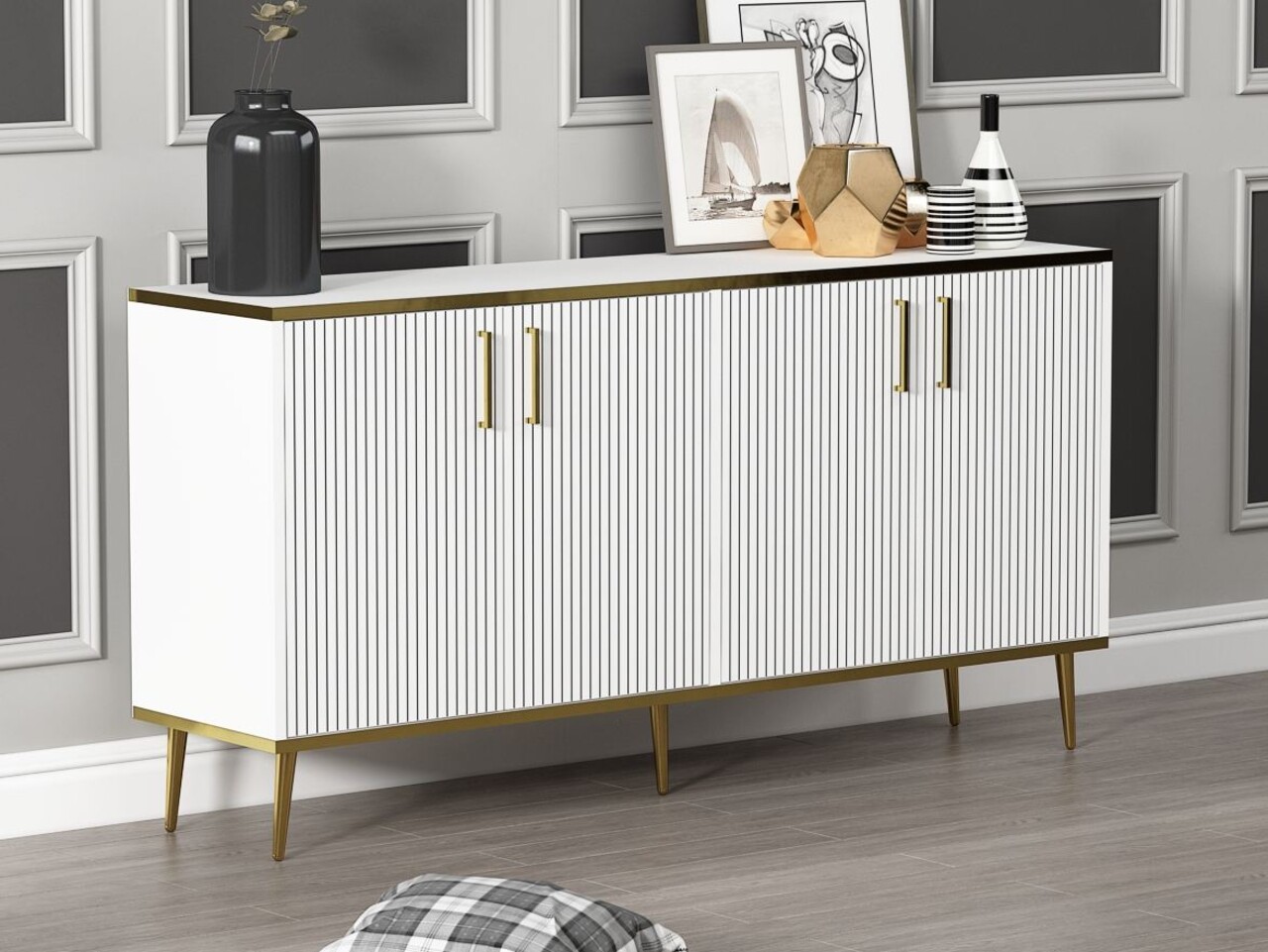 Consola, Hanah Home, Poly, 150x75x36 cm, PAL, Alb - view 2