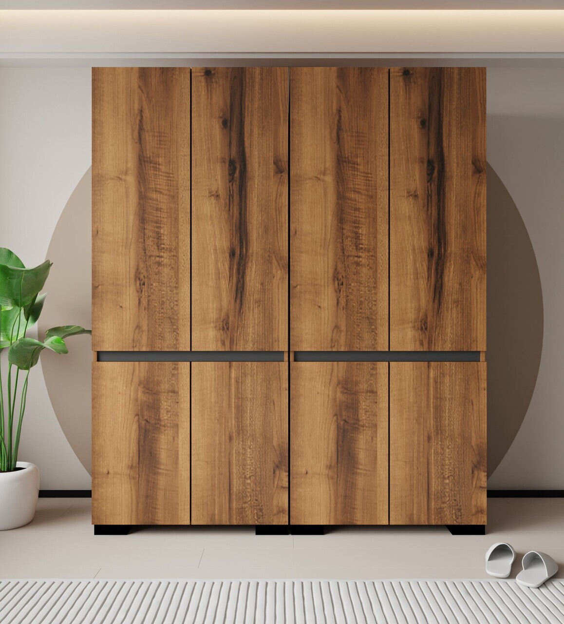 Dulap pentru haine Hanah Home Floransa 180 180x210x52 cm PAL MELAMINAT Nuc / Antracit