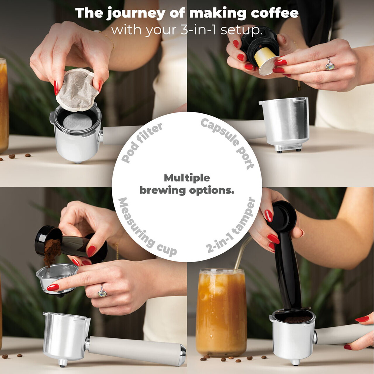 Espressor digital 3 in 1 Berlinger Haus, Sahara, 950W, 21x25.9x28 cm, inox, crem mat - view 12