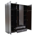 Dulap pentru haine Royal, Pakoworld, cu 4 usi, 200x58x230 cm, PAL melaminat, wenge