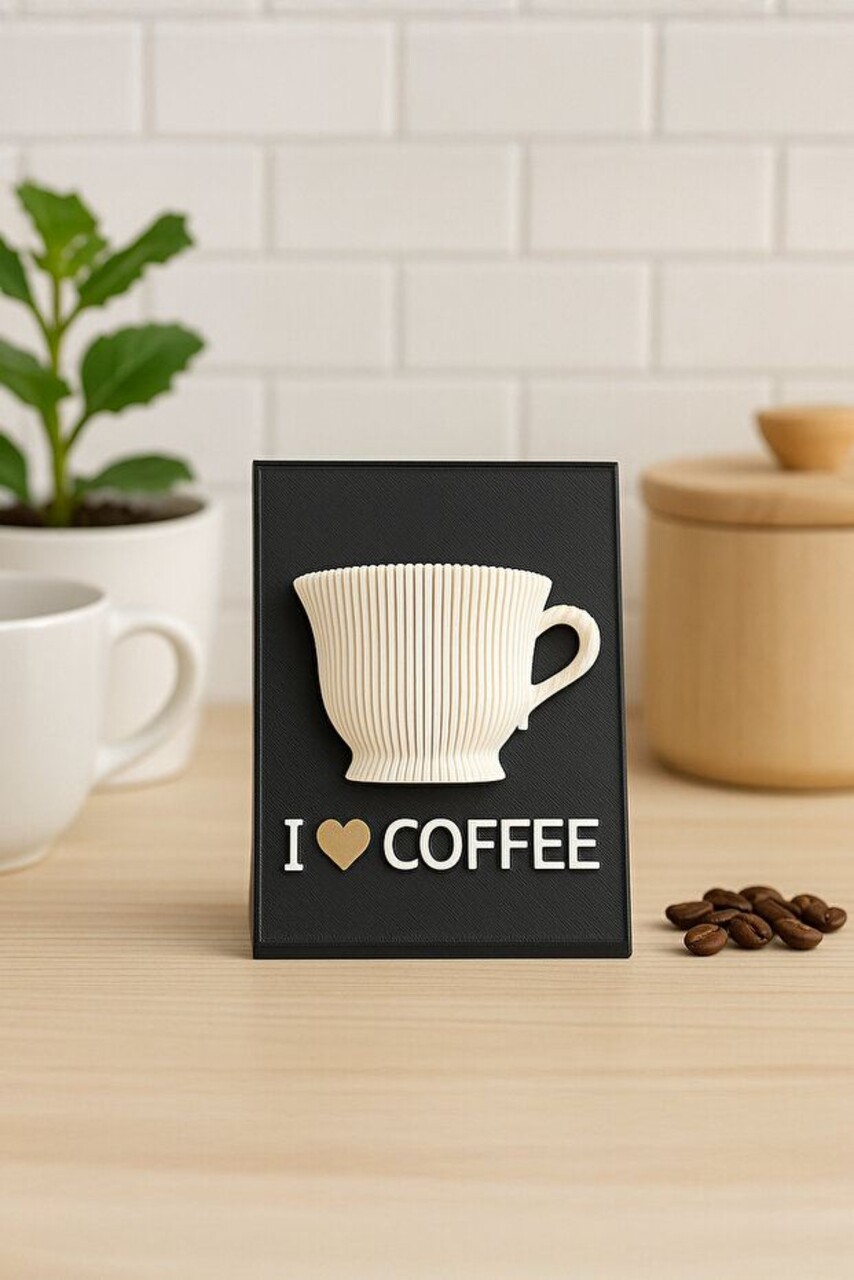 Decoratiune, Coffee Corner, 12x8.5x14 cm, Bioplastic, Alb/Negru - view 2