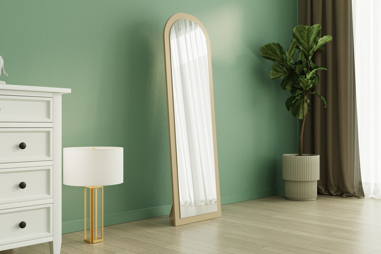 Oglinda decorativa, Siam, Emma, 50x160x2.2 cm, Nisip - 1 | YEO
