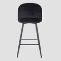 Scaun de bar Inu Reducido, Homla, 48.5x43x89 cm, metal/MDF/catifea din poliester, negru