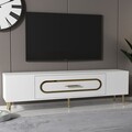 Comoda TV, Olivia, Dekop3, Alb/Auriu