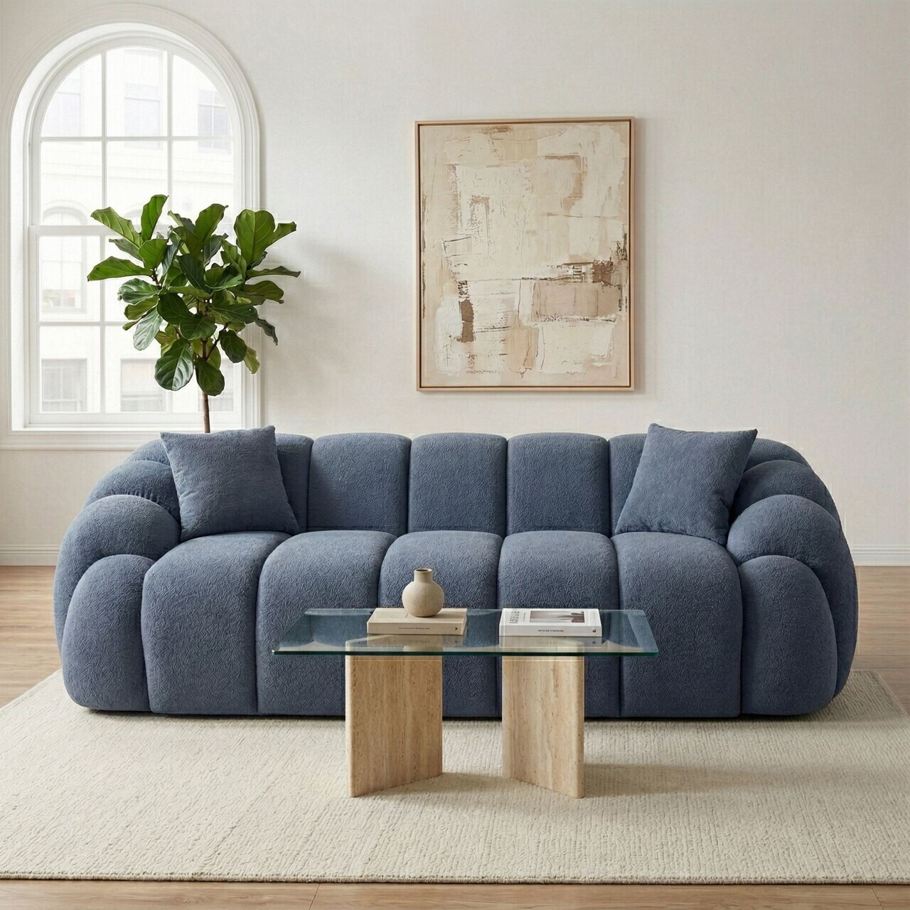 Canapea 3 locuri, Atelier del Sofa, 752EST1133, Lemn de carpen/PAL melaminat, Albastru navy - view 3