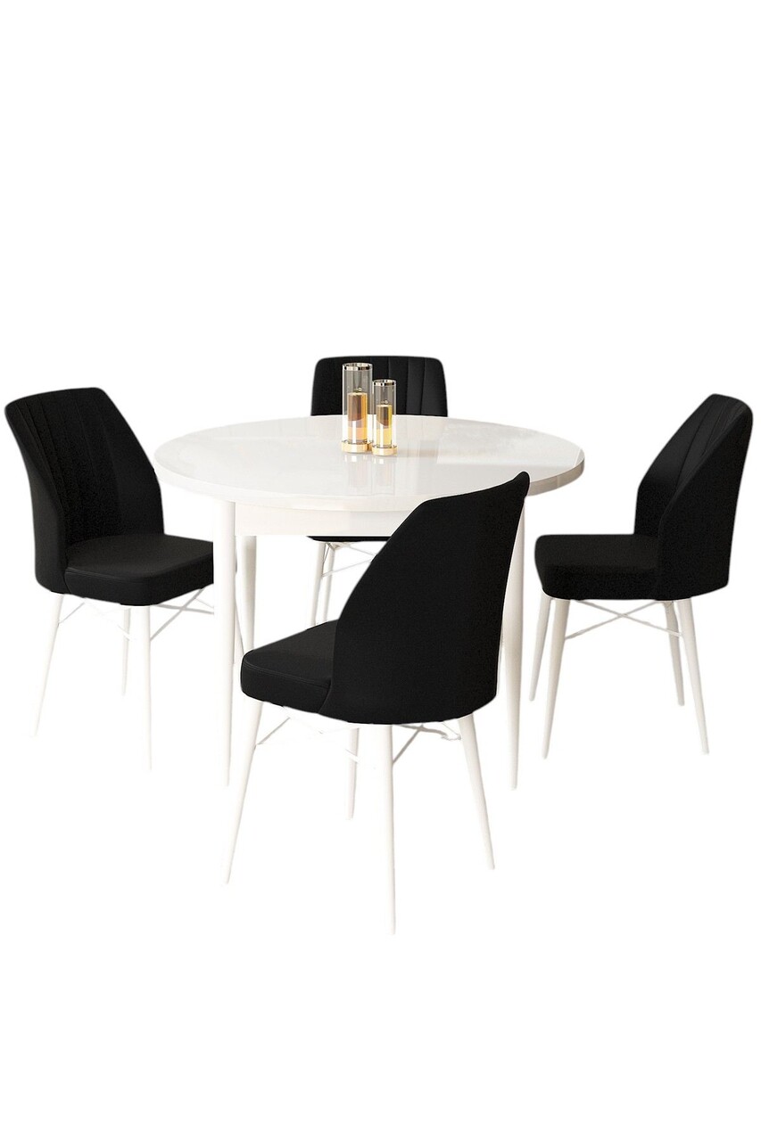Set masă și scaune (5 bucăți), Hanah Home, Rox, Alb/Negru - view 2