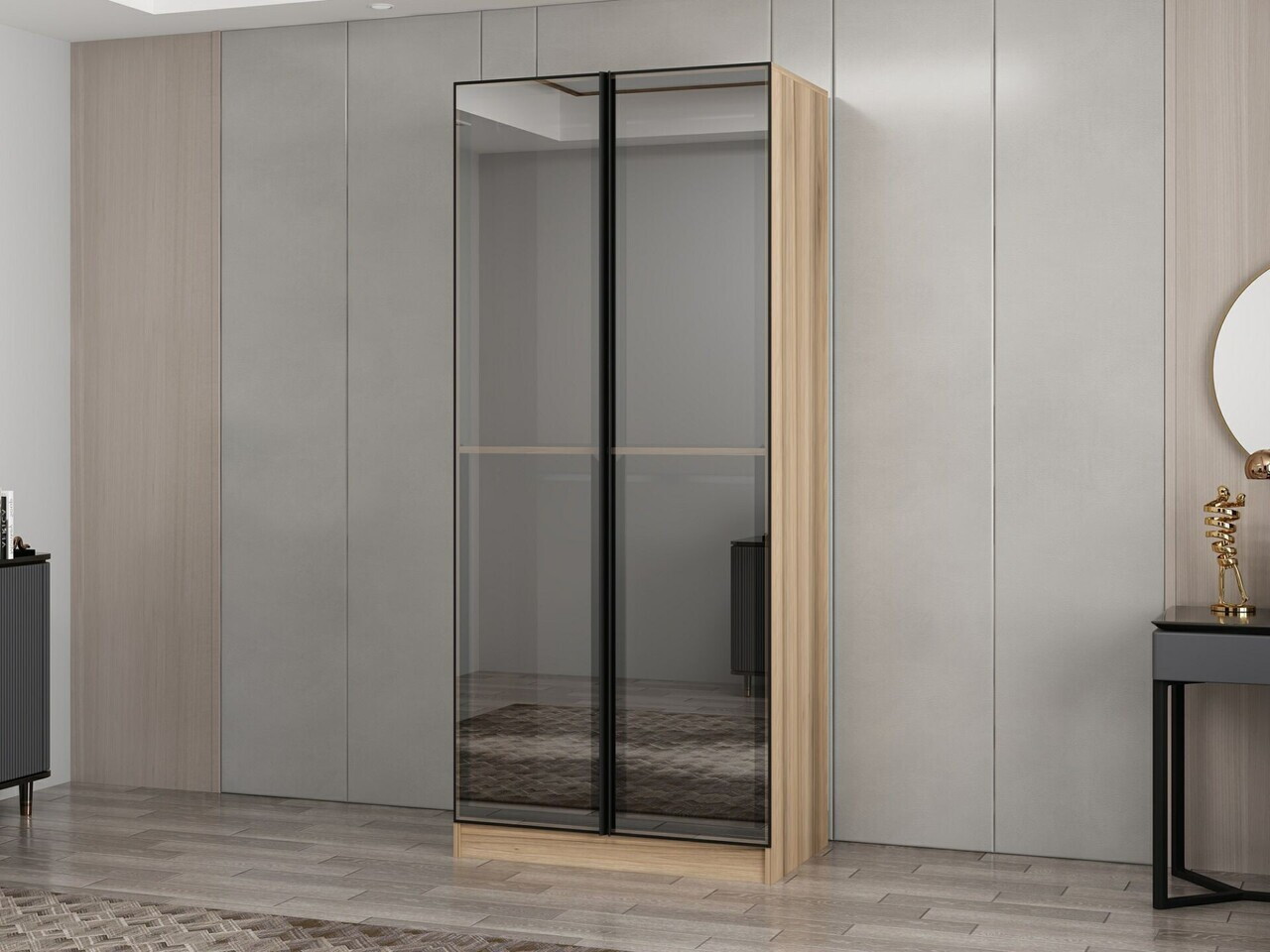 Dulap pentru haine, Hanah Home, Nisa, 90x210x52 cm, Dore — imaginea 4