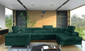 Coltar extensibil dreapta 6 locuri ELTAP, Th-17, Thiago, 342x208x88 cm, lemn/poliester, verde inchis