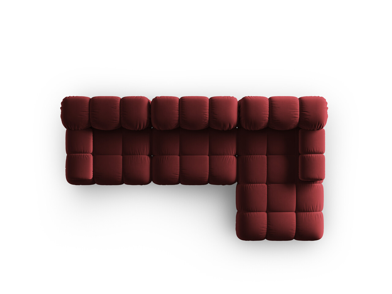 Coltar modular dreapta 4 locuri, Bellis, Micadoni Home, BL, 282x155x70 cm, catifea, rosu inchis