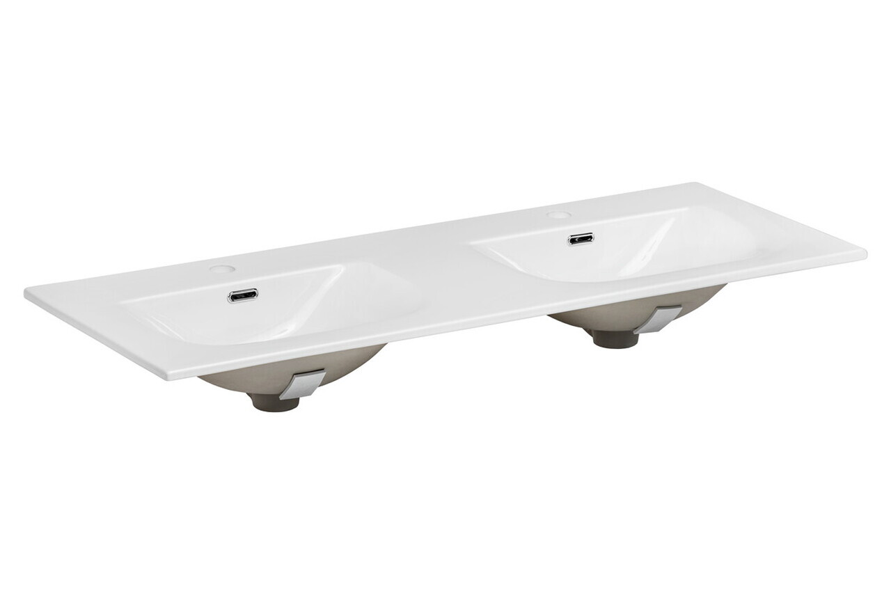 Set dulap de baie cu lavoar dublu si sifon, 120 cm Sky, Adel Black, Comad, MDF/PAL laminat, negru mat — imaginea 5