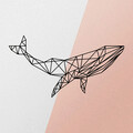 Decoratiune de perete, Whale 1, metal, 56 x 31 cm, negru