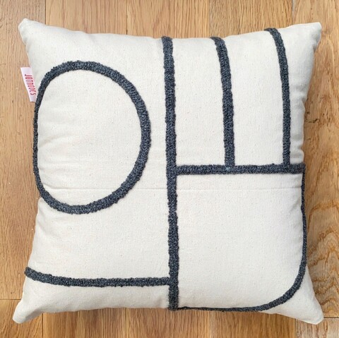 Perna, nanna organic woven punch pillow with İnsert, 43x43 cm, bumbac, gri