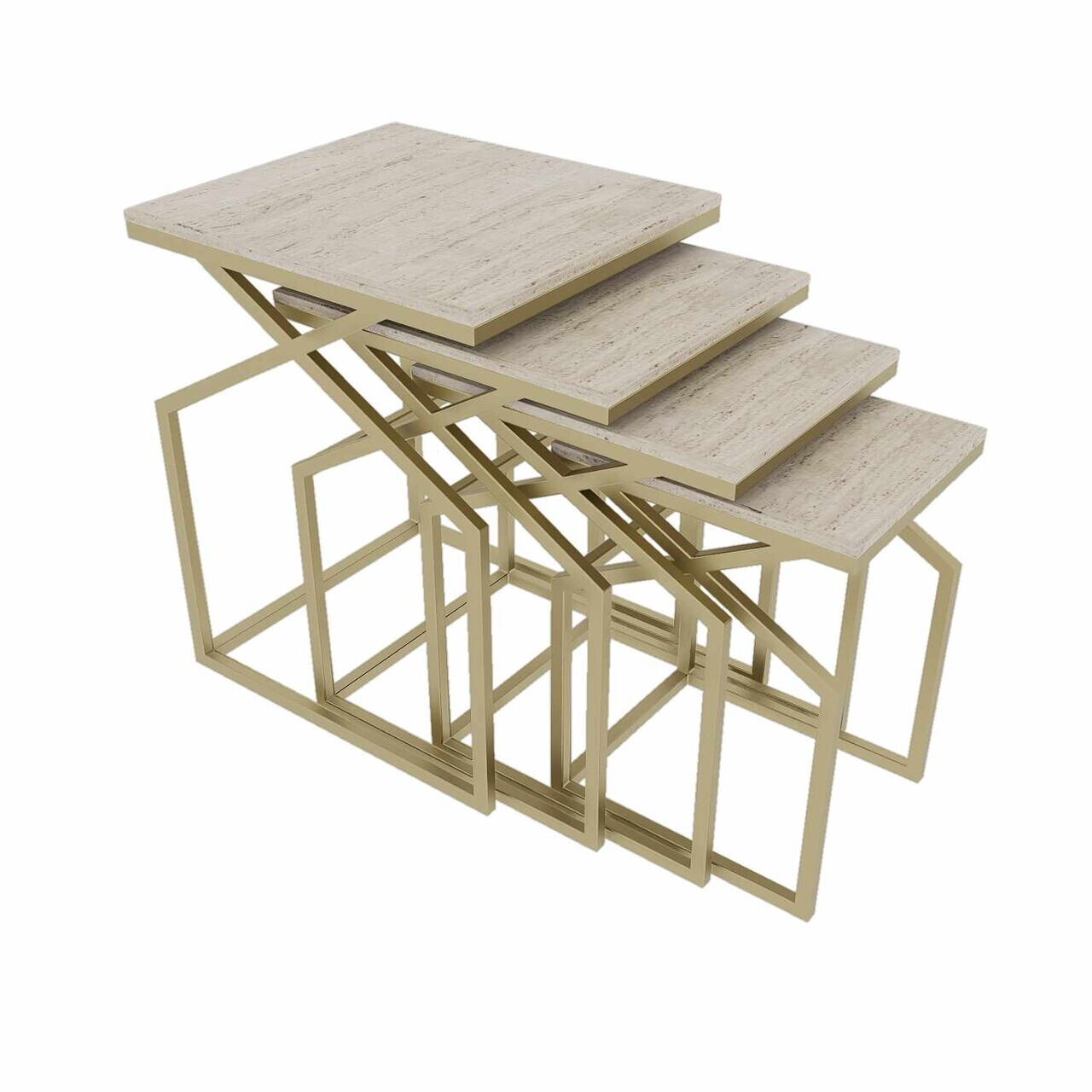 Set masute Nesting 4 piese, Hanah Home, Uygar, Auriu — imaginea 3