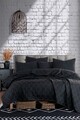 Set cuvertura de pat dubla 3 piese, Solid - Black, Eponj Home, 65% bumbac/35% poliester