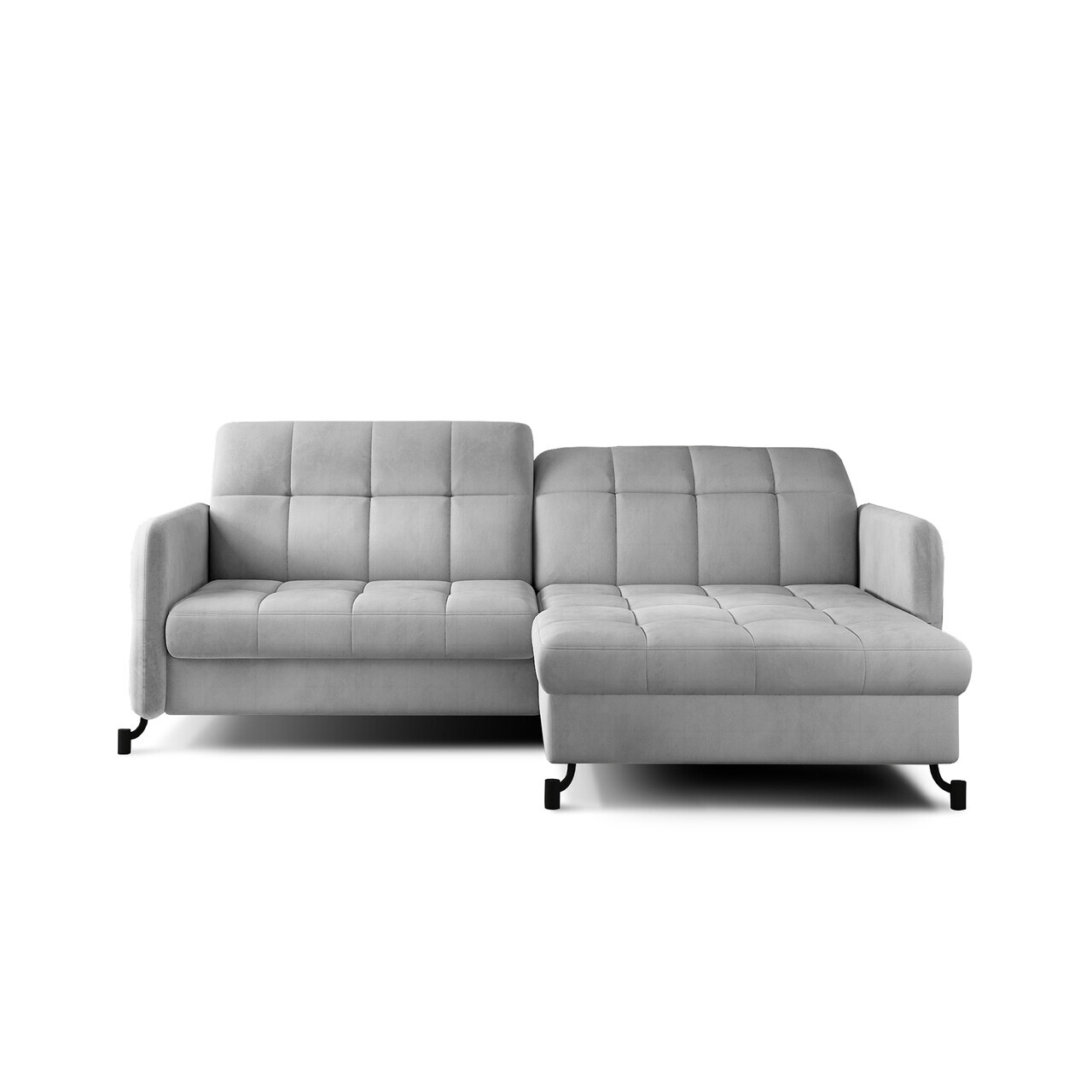 Set coltar extensibil dreapta 3 locuri si taburet ELTAP, Lor_PP_07, Lorelle, 225x160x105 cm / 100x70x45 cm, lemn/poliester, gri deschis - view 2