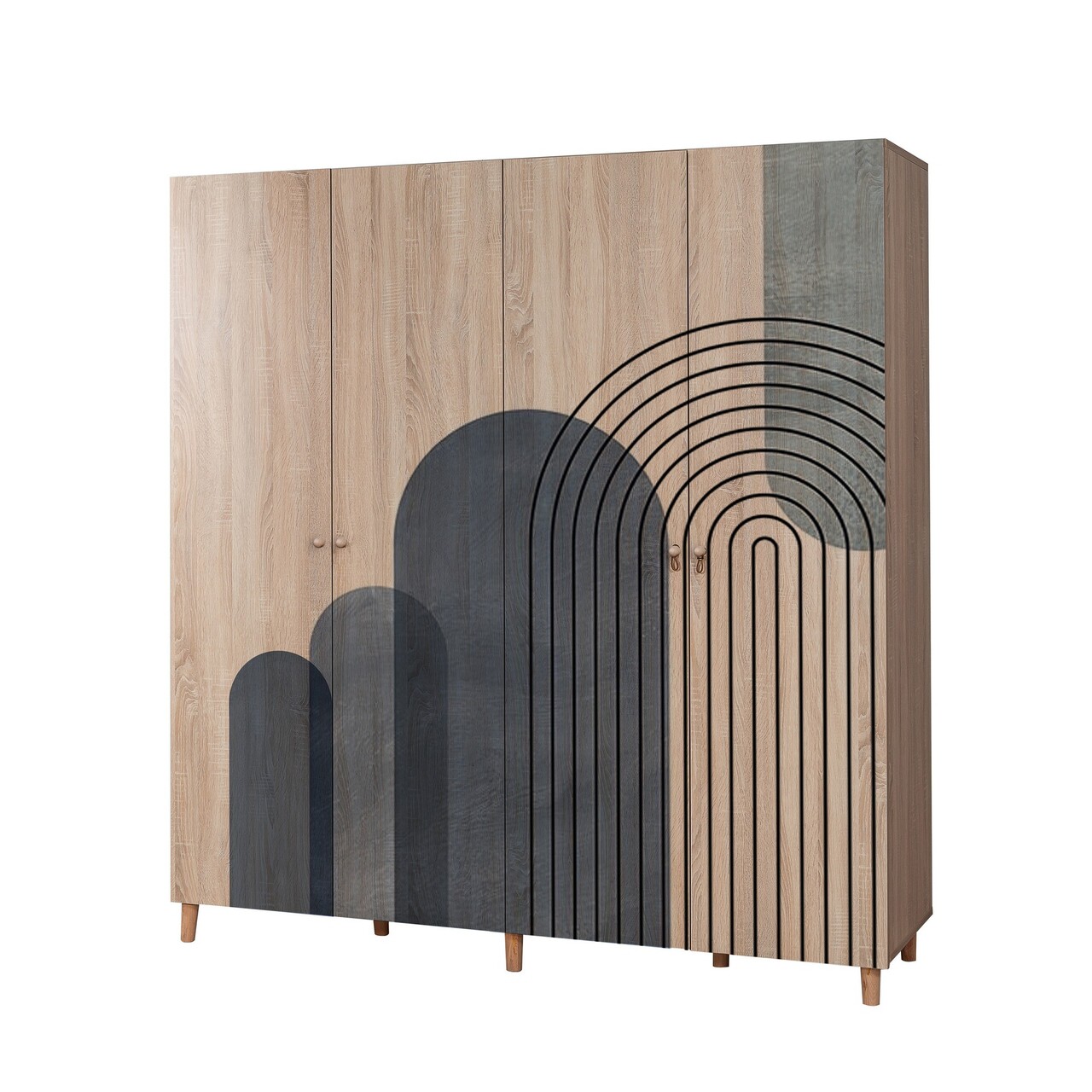 Dulap pentru haine, Vella, Loni 4 -973, 180x192x52 cm, PAL, Sonomo - 2 | YEO