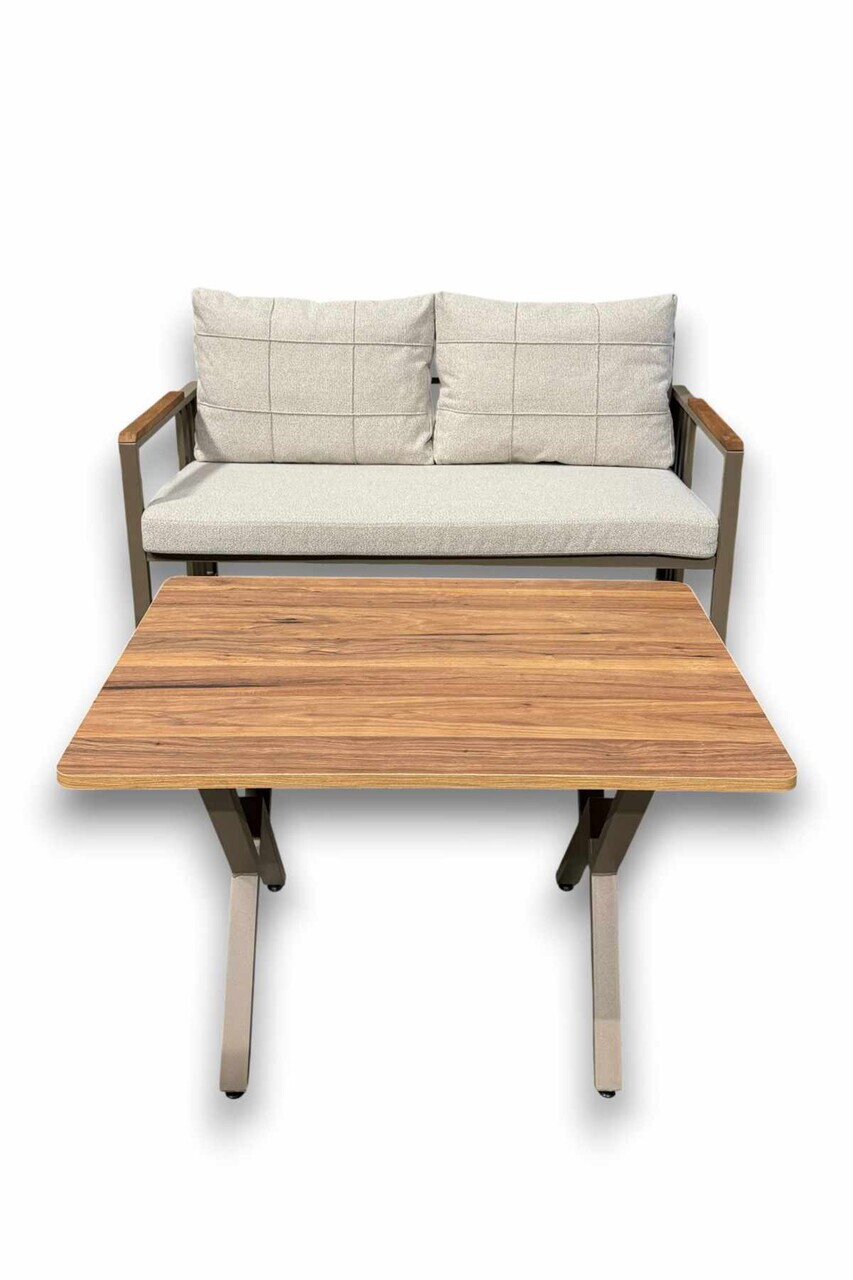 Set mobilier de gradina, Hanah Home, Fatsa 2+1+1, Metal, Bej - view 3