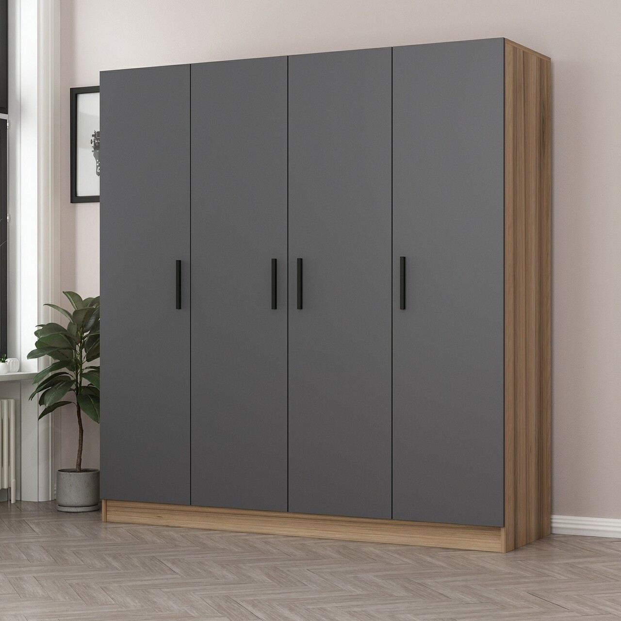Dulap pentru haine, Minerva, Kale, 180x190x52 cm, PAL, Antracit - 1 | YEO