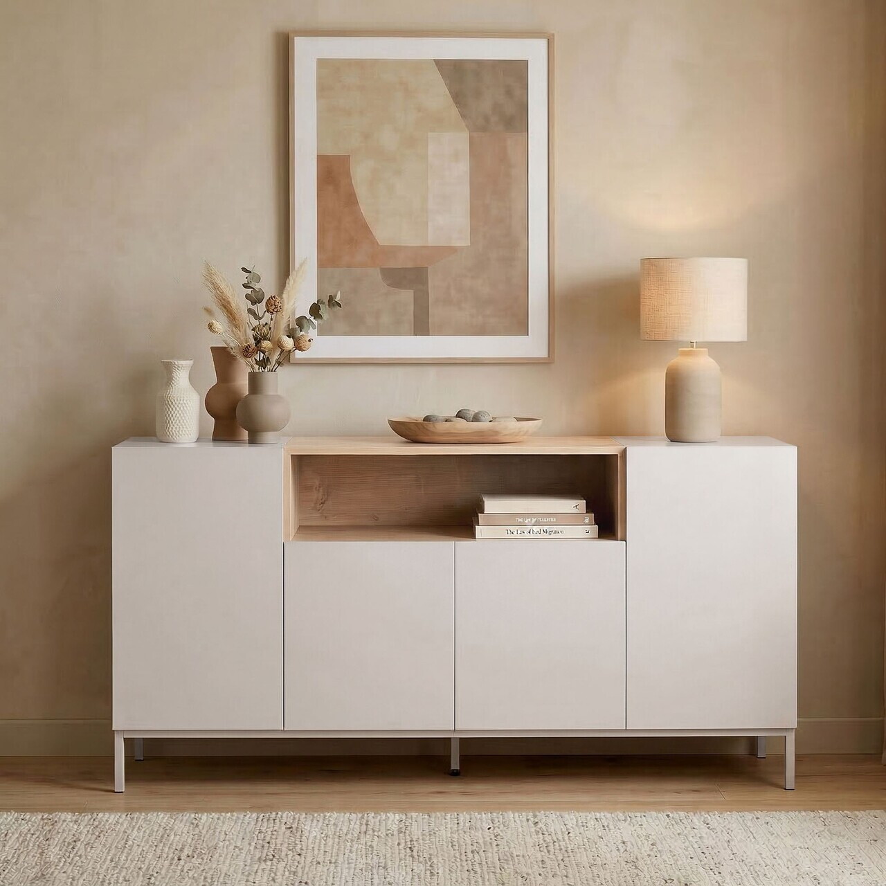 Consola, Nordure, Rialto, 160x80x40 cm, PAL, Gresie / Stejar Safir — imaginea 2