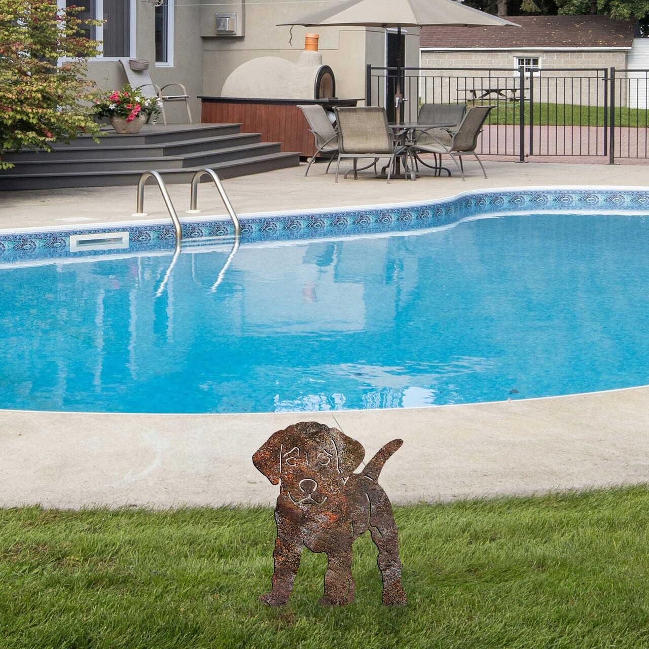 Obiect decorativ de grădină, Amicable 02, 40x33 cm, Maro antichizat - imagine 3