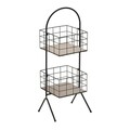 Etajera cu 2 cosuri InArt, 31 x 26 x 82 cm, fier/lemn de mesteacan