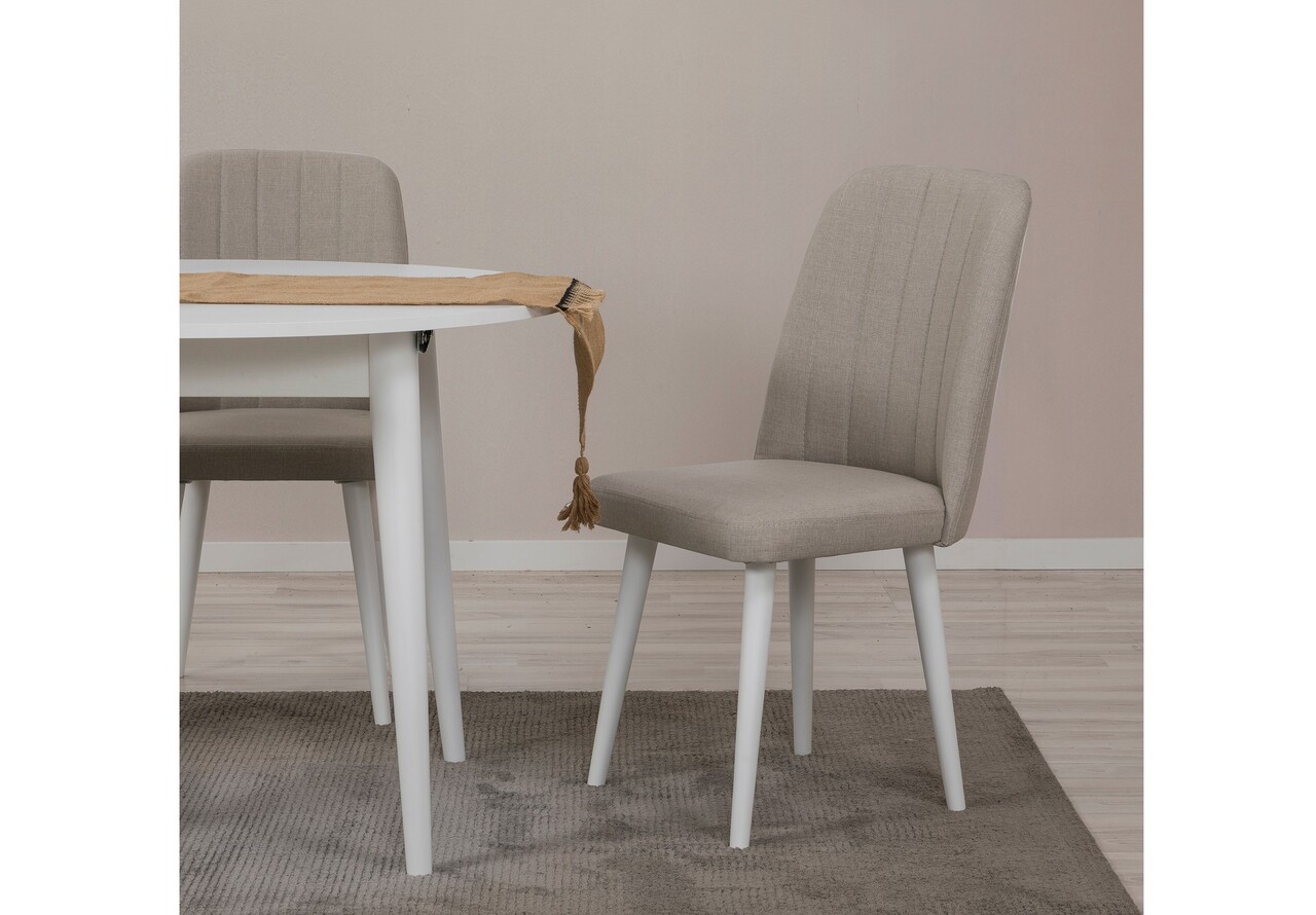 Set masa extensibila si scaune, 3 piese, Hanah Home, Vina 1005 3 v2, Alb / Crem - imagine 2