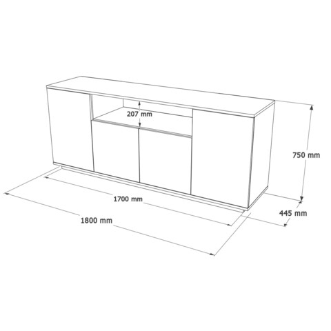 Consola, Locelso, Fr15-Aw, 180x75x44.5 cm, PAL, Pin Atlantic / Alb