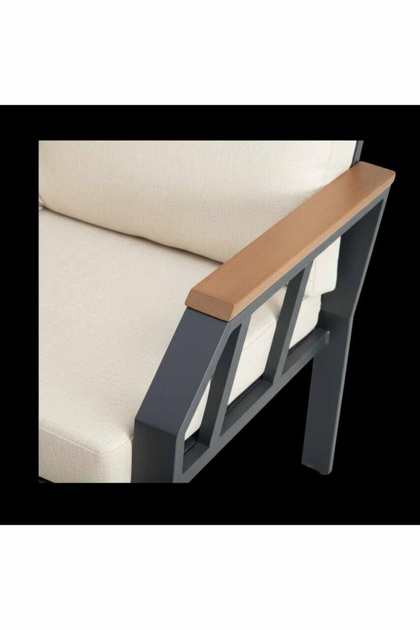 Set mobilier de gradina, Hanah Home, Nergiz 3+1+1, Metal, Bej - view 3