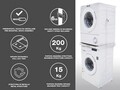Kit universal de suprapunere a masinii de spalat si a uscatorului de rufe Beper, 60x55x7 cm, lemn laminat, alb