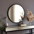 Oglinda decorativa, Neostill, Siyah Metal Çerçeve Yuvarlak Ayna A709, 60x60x2 cm, Metal, Negru