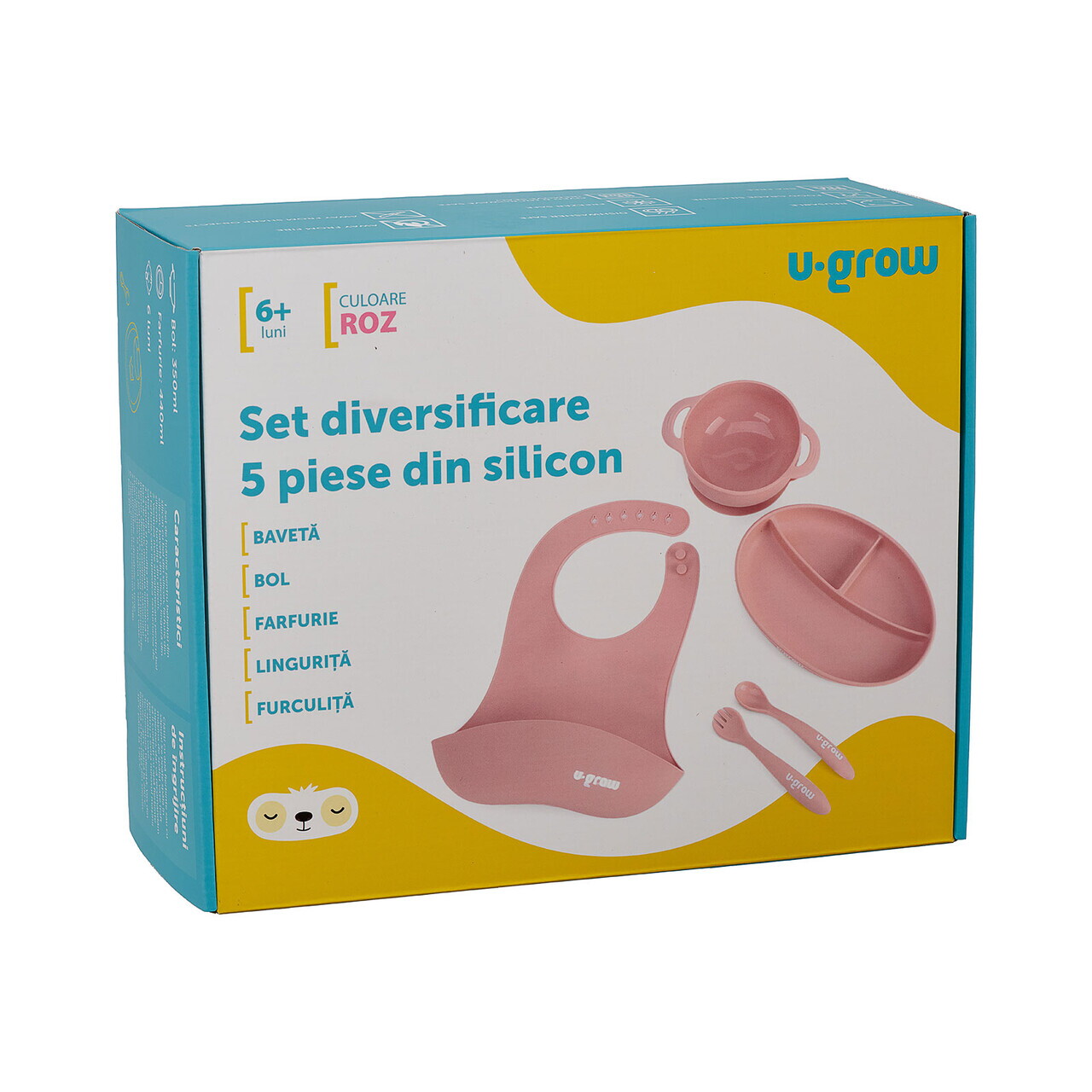 Set diversificare U-grow, 5 piese, silicon, roz - imagine 6