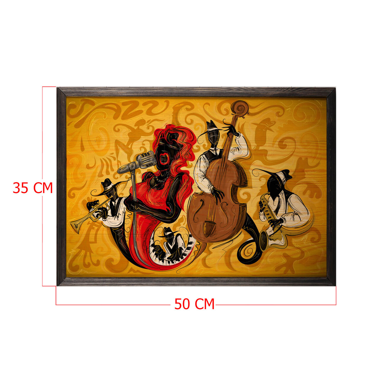 Tablou decorativ, Jazz Music Group, Lemn, Lemn, Multicolor