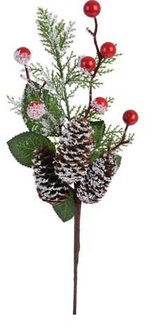 Decoratiune Berry Branch, polistiren, 36 cm, rosu