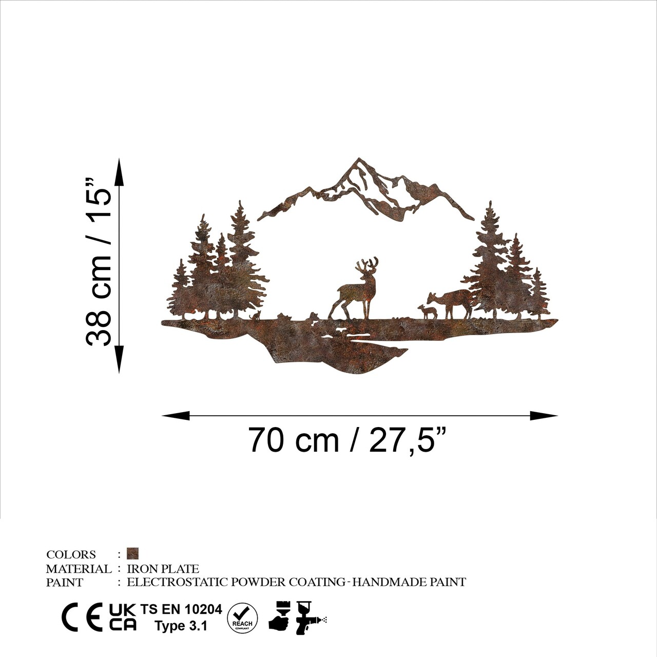 Decoratiune de perete, Rusty Landscape 1, Dimensiuni: 38 x 70 cm, Maro antichizat - view 7