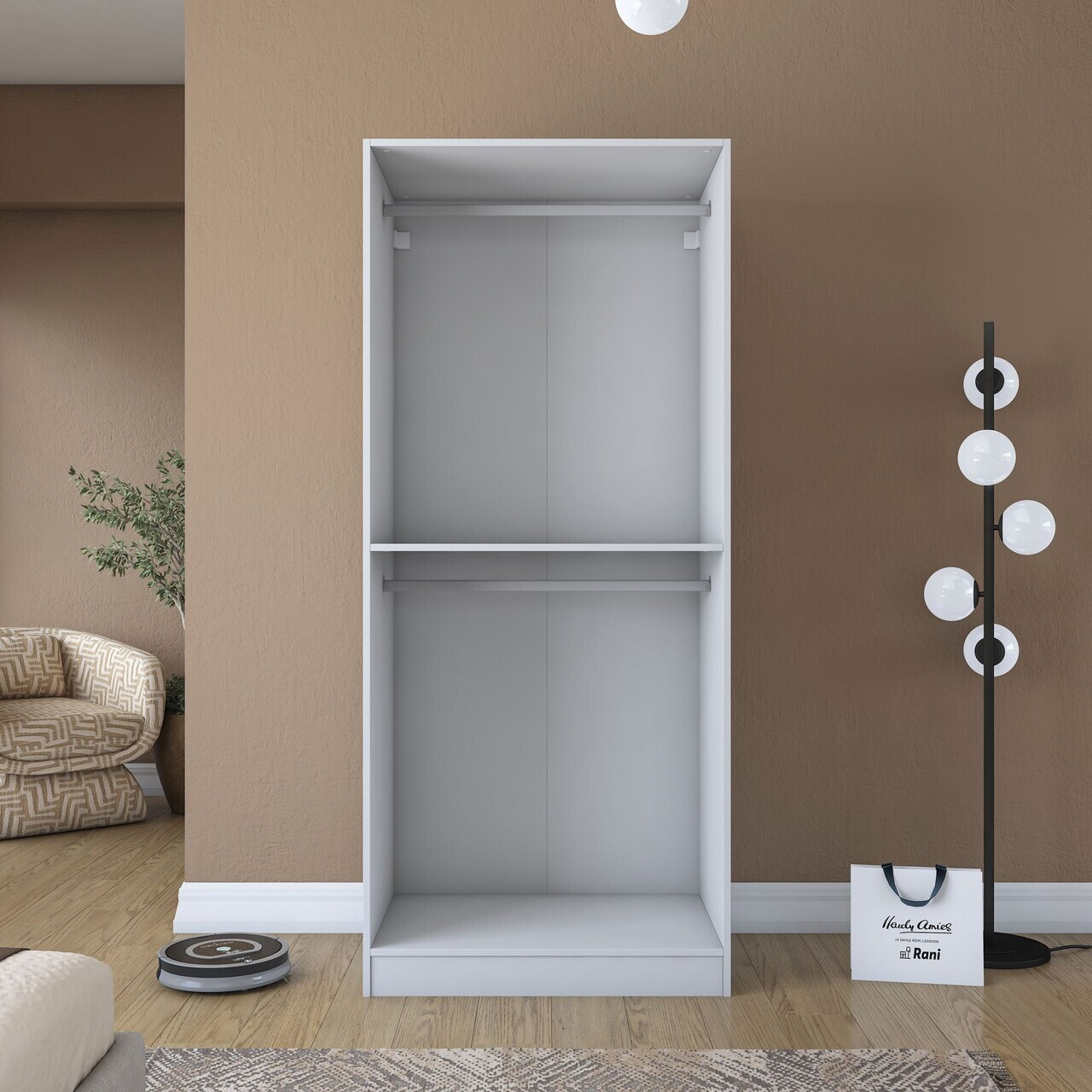 Dulap pentru haine, Hanah Home, BA201, 90x210x57.5 cm, PAL melaminat, Alb - view 8
