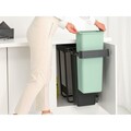 Cos de gunoi incorporat, Brabantia, Sort&Go, 2x30 L, 48.1x30.4x63.7 cm, polipropilena, gri inchis/verde jad