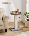 Stalp de zgariat pentru pisici / turn de catarat pentru pisici, Feandrea, 50x40x68 cm, MDF/plus/sisal, gri deschis