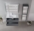 Dulap de baie cu oglindă, Hanah Home, Arno 100, Gri/Antracit