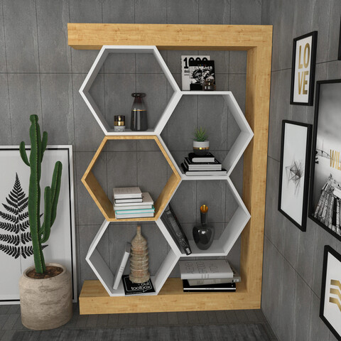 Corp biblioteca, Retricy, Artemis, 90×24.6×140 cm, PAL, Stejar / Alb mezoni.ro