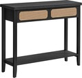 Consola cu 2 sertare Vasagle, Boho Chic, 100x30x80 cm, PAL/MDF, negru