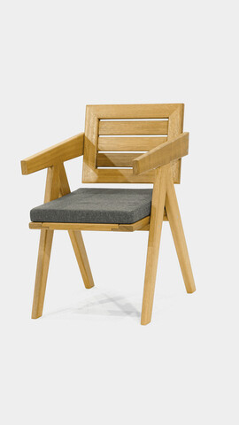 Scaun, My Interior, Geneva Single, 59 x 52 x 83 cm, lemn Iroko/textil, maro/antracit cm