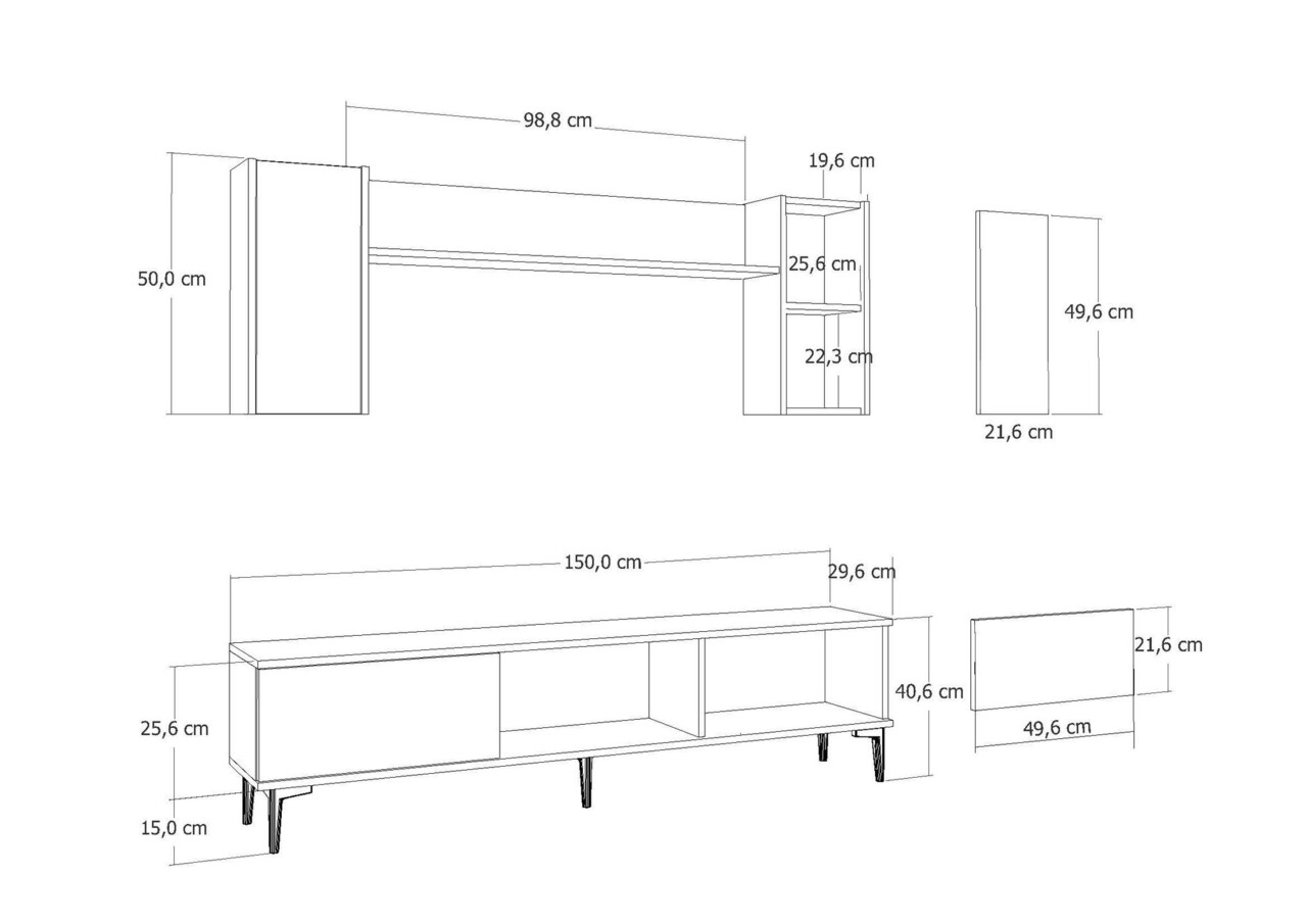 Comoda TV, Hanah Home, Orion Fireplace, 150x44.6x29.6 cm, PAL , Antracit / Aur - imagine 6