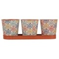 Set 3 ghivece cu tavita Apple, Creaciones Meng, 10x10, metal galvanizat