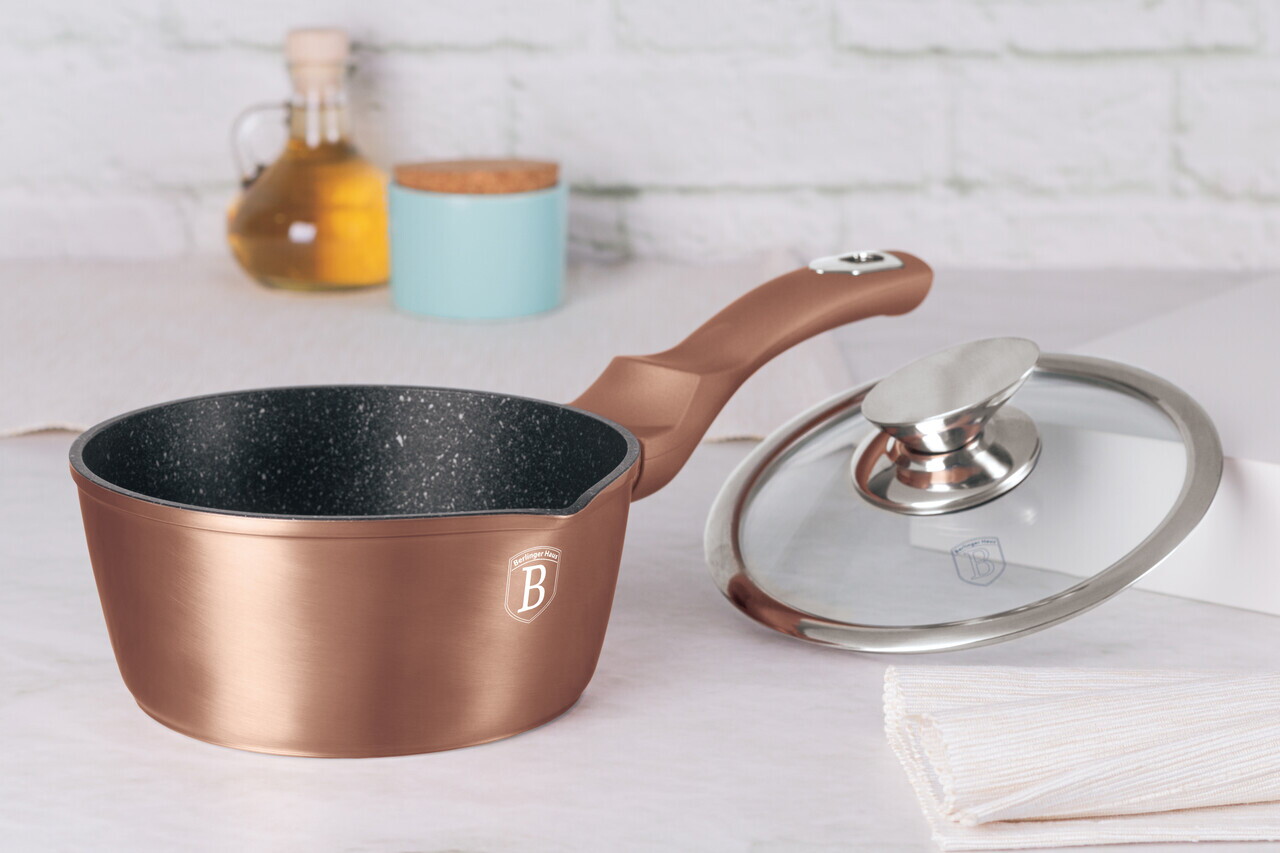 Cratita cu capac Berlinger Haus, Rose Gold, 16 cm, 1.2 L, aluminiu forjat, roz - imagine 4