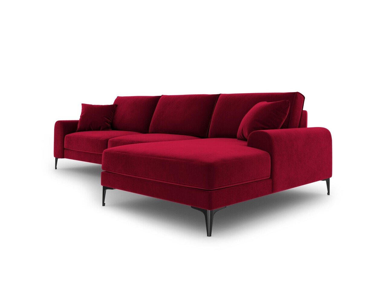 Coltar dreapta, Madara, Mazzini Sofas, 5 locuri, black legs, 254x182x90 cm, catifea, rosu - 1 | YEO
