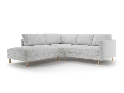 Coltar stanga 4 locuri, Eden, Micadoni, 267x234x90 cm, tesatura structurata, gri deschis melanj