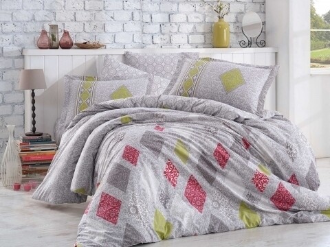 Lenjerie de pat pentru o persoana, 3 piese, 100% bumbac poplin, Hobby, Rhapsody Grey, multicolora