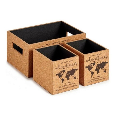 Set 3 cutii cu capac World Map, Gift Decor, 30 x 16.5 x 14 cm, MDF/pluta Gift Decor