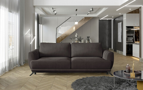Canapea extensibila 3 locuri ELTAP, Meg14, Megis, 242x95x90 cm, lemn/poliester, maro inchis